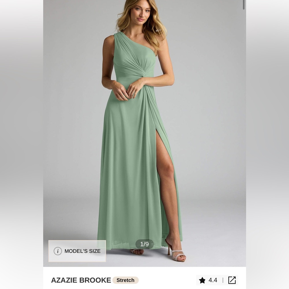Azazie “Brooke” Matcha Chiffon Dress